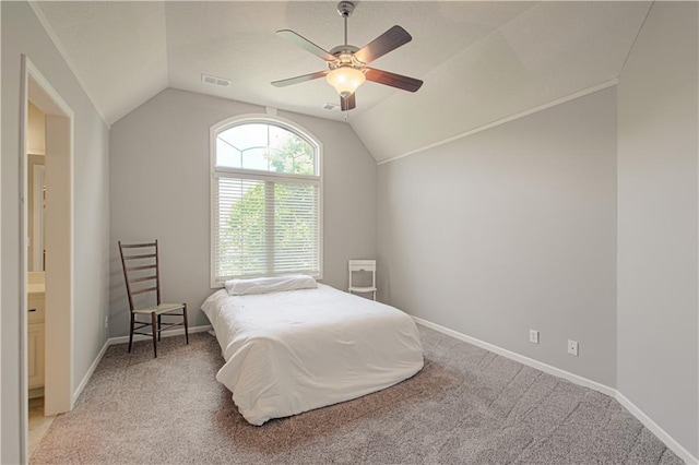 16321 Nieman Rd, Overland Park, KS 66062 - bedroom with vaulted ceiling, light colored carpet, and a ceiling fan