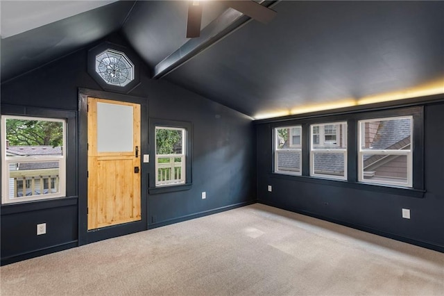 17 E 65th Ter, Kansas City, MO 64113 - empty room with carpet floors, lofted ceiling, and ceiling fan