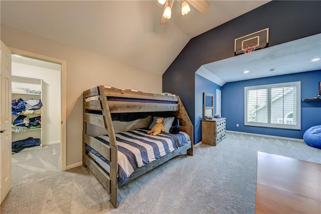 14911 Outlook Ln, Overland Park, KS 66223 - carpeted bedroom featuring ceiling fan and vaulted ceiling