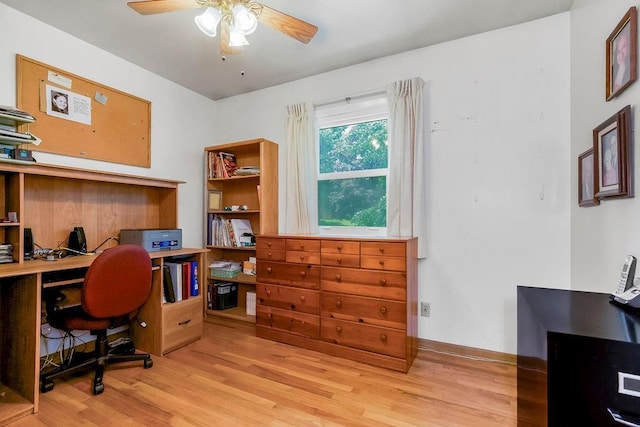 1310 N Leeview Cir, Olathe, KS 66061 - office area featuring light wood-style floors and a ceiling fan