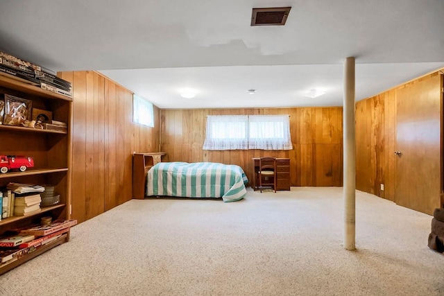 1310 N Leeview Cir, Olathe, KS 66061 - carpeted bedroom with wood walls