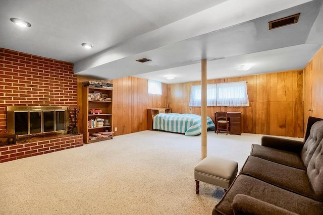 1310 N Leeview Cir, Olathe, KS 66061 - carpeted bedroom featuring wooden walls