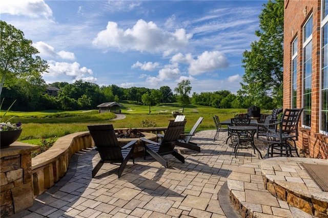 6501 N National Dr, Parkville, MO 64152 - view of patio featuring view of wooded area and outdoor dining area