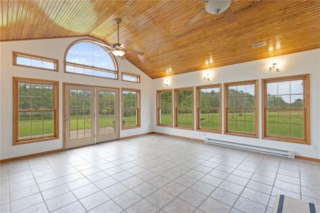 25549 Chieftain Rd, Lawrence, KS 66044 - unfurnished sunroom with a baseboard heating unit and vaulted ceiling