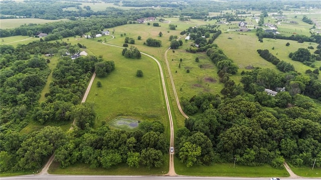25549 Chieftain Rd, Lawrence, KS 66044 - aerial view of property and surrounding area featuring rural landscape