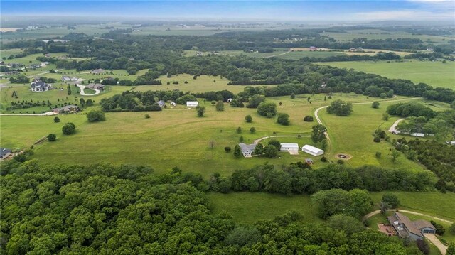25549 Chieftain Rd, Lawrence, KS 66044 - aerial view of property and surrounding area featuring rural landscape