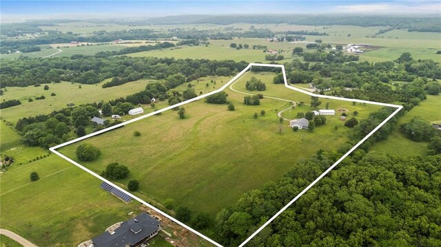 25549 Chieftain Rd, Lawrence, KS 66044 - aerial view of sparsely populated area featuring property boundaries highlighted