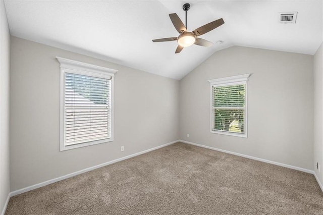 9154 Shady Bend Rd, Lenexa, KS 66227 - empty room with a ceiling fan, carpet floors, and lofted ceiling