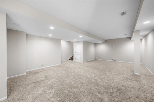 9154 Shady Bend Rd, Lenexa, KS 66227 - finished basement featuring carpet flooring, stairs, and recessed lighting