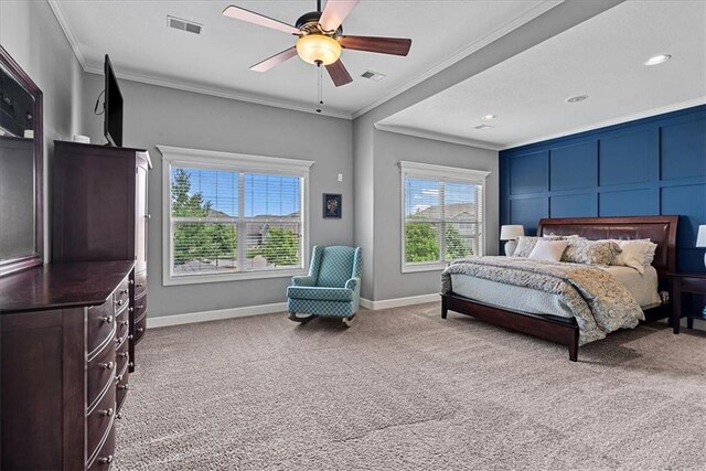 17746 W 165th Pl, Olathe, KS 66062 - bedroom with carpet floors, crown molding, and ceiling fan