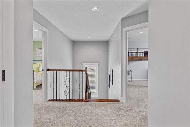 17746 W 165th Pl, Olathe, KS 66062 - hall featuring carpet, recessed lighting, and an upstairs landing