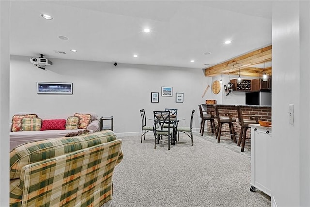 17746 W 165th Pl, Olathe, KS 66062 - living room with recessed lighting, carpet flooring, and bar