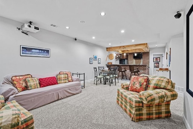 17746 W 165th Pl, Olathe, KS 66062 - living area with carpet floors, recessed lighting, and bar