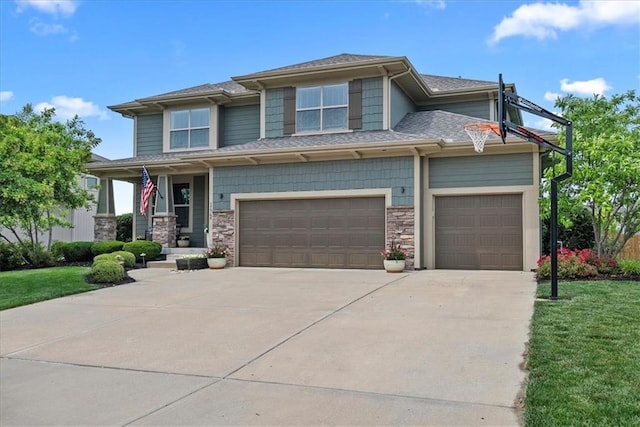 17746 W 165th Pl, Olathe, KS 66062 - view of front of home featuring concrete driveway, a garage, a shingled roof, and a front yard