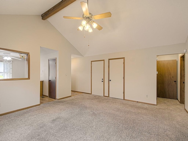 17928 E Whitney Rd, Independence, MO 64057 - unfurnished bedroom with light carpet, multiple closets, and a ceiling fan