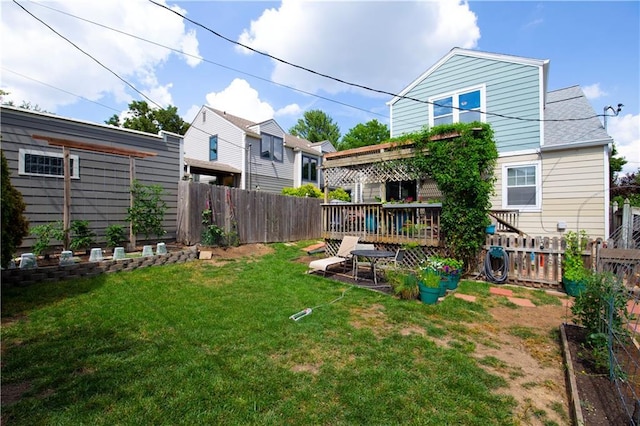 4930 Holly St, Kansas City, MO 64112 - fenced backyard featuring a deck