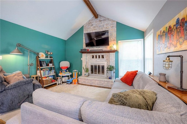 5603 Cody St, Shawnee, KS 66203 - living area featuring a brick fireplace and wood finished floors
