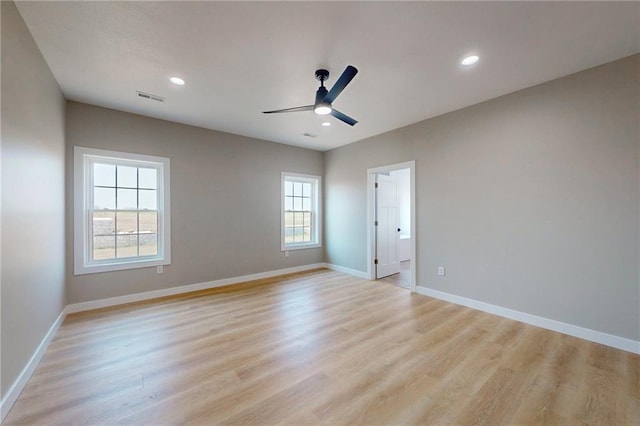 350 NW 1201st Rd, Holden, MO 64040 - spare room with light wood finished floors, ceiling fan, and recessed lighting