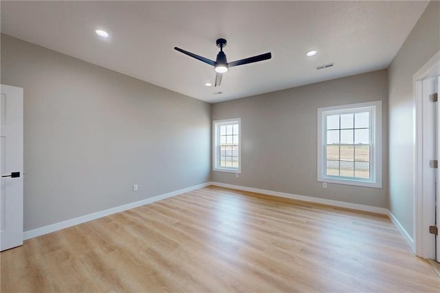 350 NW 1201st Rd, Holden, MO 64040 - empty room with ceiling fan, light wood finished floors, and recessed lighting