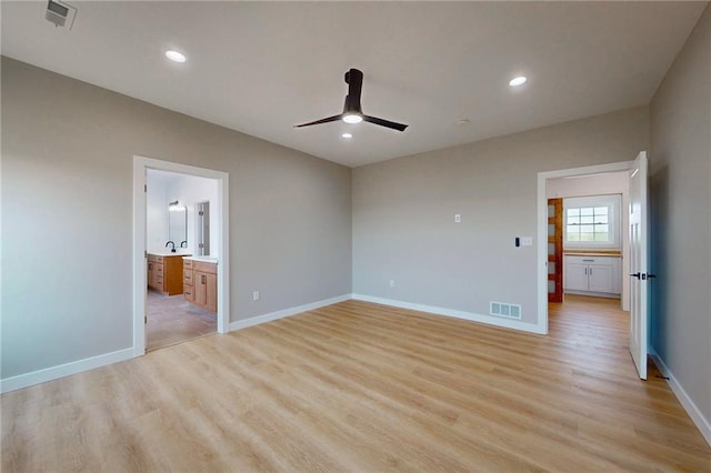 350 NW 1201st Rd, Holden, MO 64040 - unfurnished room with light wood-type flooring, ceiling fan, and recessed lighting