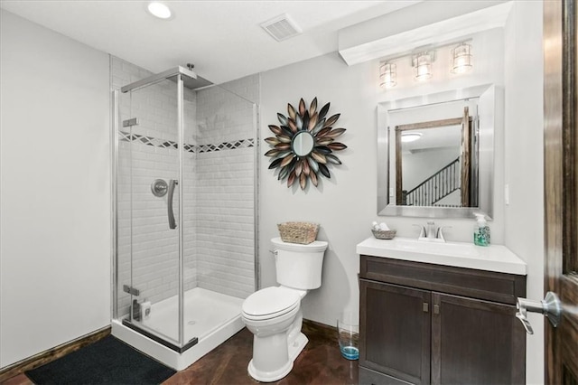 600 SW Gentry Ln, Lees Summit, MO 64081 - bathroom with vanity, a shower stall, and recessed lighting