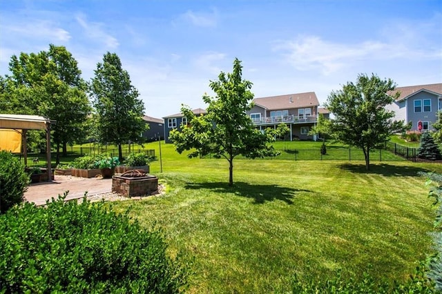 600 SW Gentry Ln, Lees Summit, MO 64081 - view of yard with a fire pit, a patio, and a gazebo