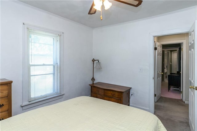 421 N Nettleton Ave, Bonner Springs, KS 66012 - bedroom featuring crown molding, carpet, and a ceiling fan