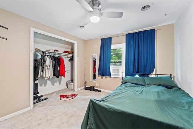 115 Adkins Rd, Glenaire, MO 64068 - bedroom with carpet, a ceiling fan, and a closet