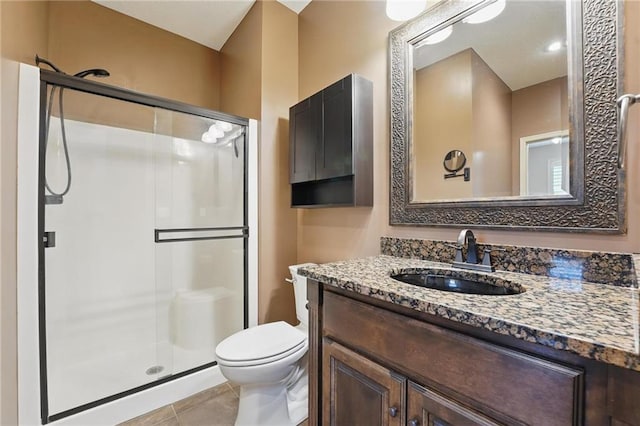 9332 W 158th St, Overland Park, KS 66221 - full bathroom with a shower stall, vanity, and tile patterned floors