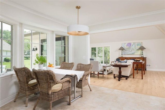 8311 Wenonga Rd, Leawood, KS 66206 - dining area featuring baseboards and ornamental molding