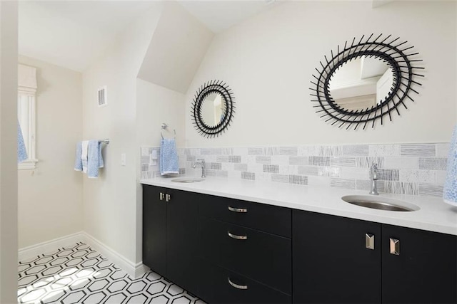 8311 Wenonga Rd, Leawood, KS 66206 - bathroom with double vanity and tasteful backsplash