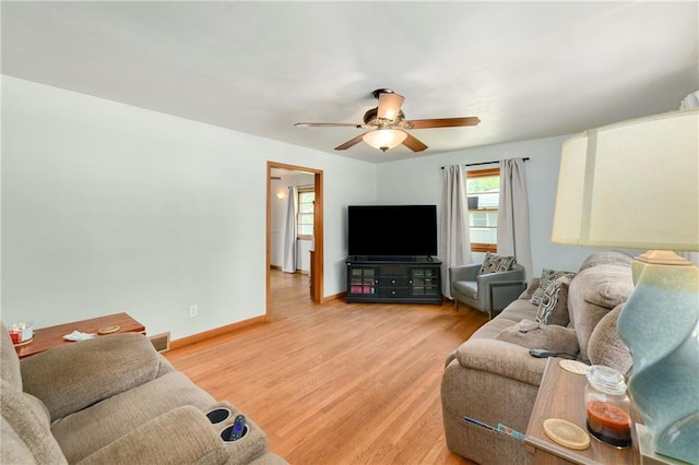4820 Stearns Ln, Shawnee, KS 66203 - living room featuring light wood-type flooring and ceiling fan