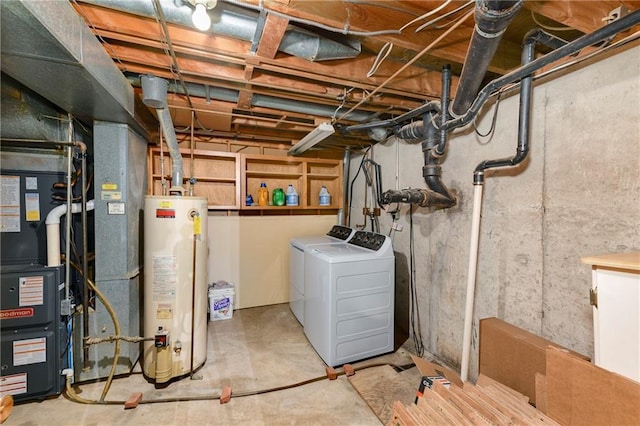 4820 Stearns Ln, Shawnee, KS 66203 - unfinished basement with gas water heater and washing machine and clothes dryer