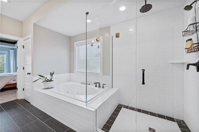 1505 SW Georgetown Dr, Lees Summit, MO 64082 - ensuite bathroom featuring a shower stall, a bath, and tile patterned flooring