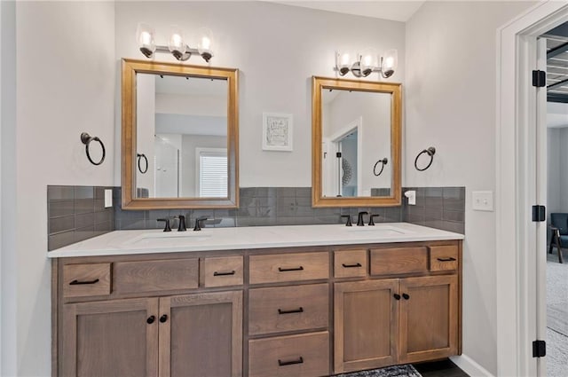 1505 SW Georgetown Dr, Lees Summit, MO 64082 - bathroom with tasteful backsplash and double vanity