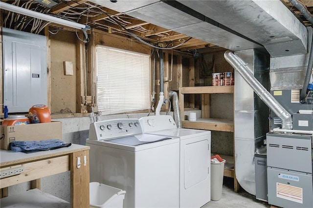 5341 Locust Ln, Kansas City, KS 66106 - laundry area featuring electric panel and independent washer and dryer