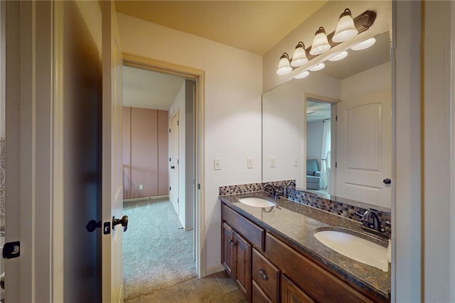 3201 SE 3rd St, Lees Summit, MO 64063 - full bathroom featuring double vanity and tile patterned floors