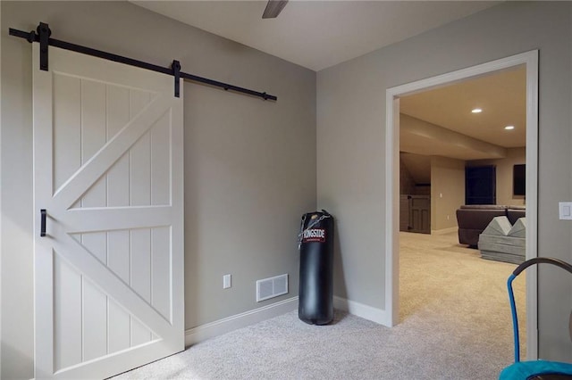 3201 SE 3rd St, Lees Summit, MO 64063 - carpeted bedroom featuring recessed lighting and a barn door