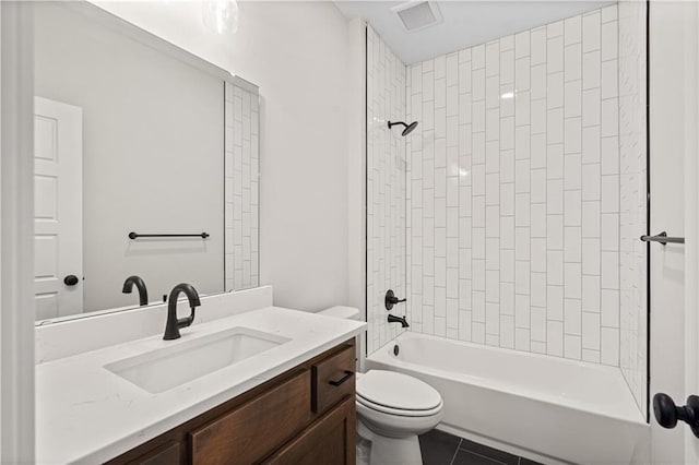 3117 SW Arbor Tree Dr, Lees Summit, MO 64082 - bathroom featuring vanity, toilet, washtub / shower combination, and tile patterned floors