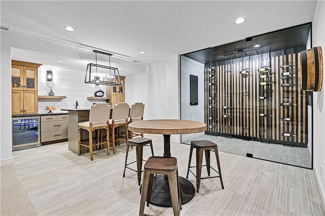 17029 King St, Overland Park, KS 66221 - wine cellar with wine cooler, recessed lighting, and bar area