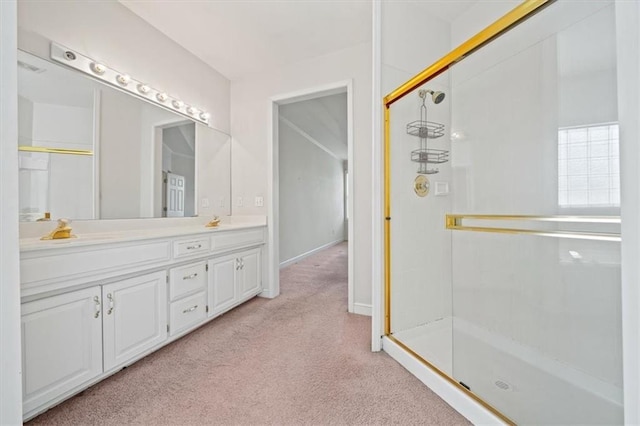 7633 W 148th Ter, Overland Park, KS 66223 - full bath with double vanity, a stall shower, and carpet floors
