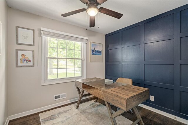 7135 Conser St, Overland Park, KS 66204 - office area with wood finished floors and ceiling fan