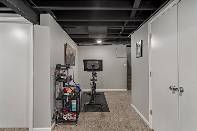 7135 Conser St, Overland Park, KS 66204 - workout room with carpet floors and baseboards