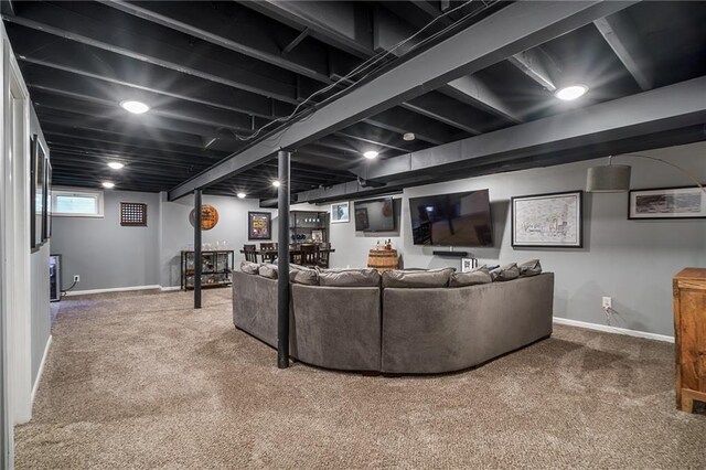 7135 Conser St, Overland Park, KS 66204 - carpeted living area with baseboards