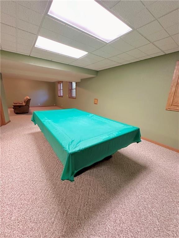 925 S Walnut St, Maryville, MO 64468 - recreation room with carpet, a drop ceiling, and billiards table