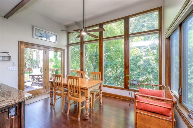8355 Hallet St, Lenexa, KS 66215 - dining space with a ceiling fan, dark wood-style floors, and plenty of natural light