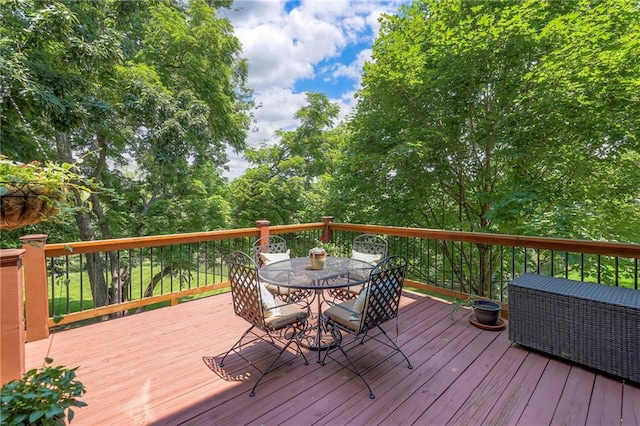 8355 Hallet St, Lenexa, KS 66215 - wooden terrace with outdoor dining space