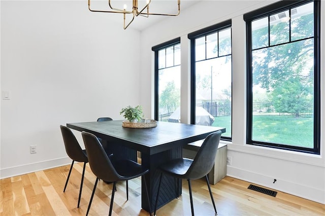 1245 NE Goshen Dr, Lees Summit, MO 64064 - dining area featuring a chandelier and light wood-style flooring