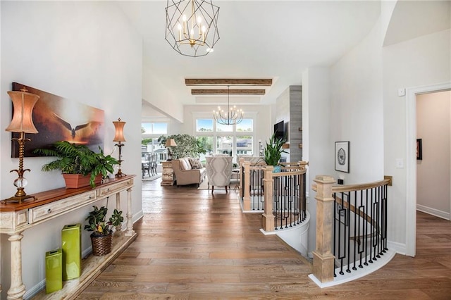 130 NW Ambersham Dr, Lees Summit, MO 64081 - entrance foyer with a chandelier and wood finished floors