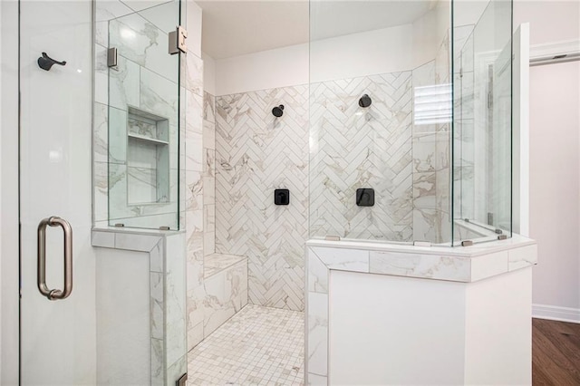 130 NW Ambersham Dr, Lees Summit, MO 64081 - full bath with a stall shower and wood finished floors